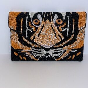 Beaded Tiger/Tiger Face Clutch